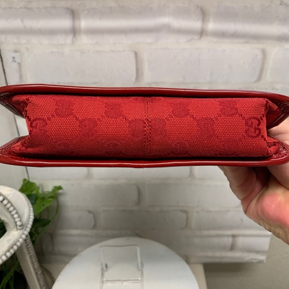 ⭐ Gucci Tote Bag Red Leather and Canvas 412819 - Picture 10 of 11